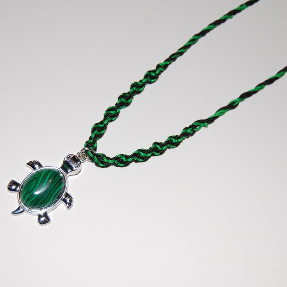 Turtle Necklace,Braided Cord,Colorful Necklace,Bicolor Cord Necklace - Picture 2 of 3